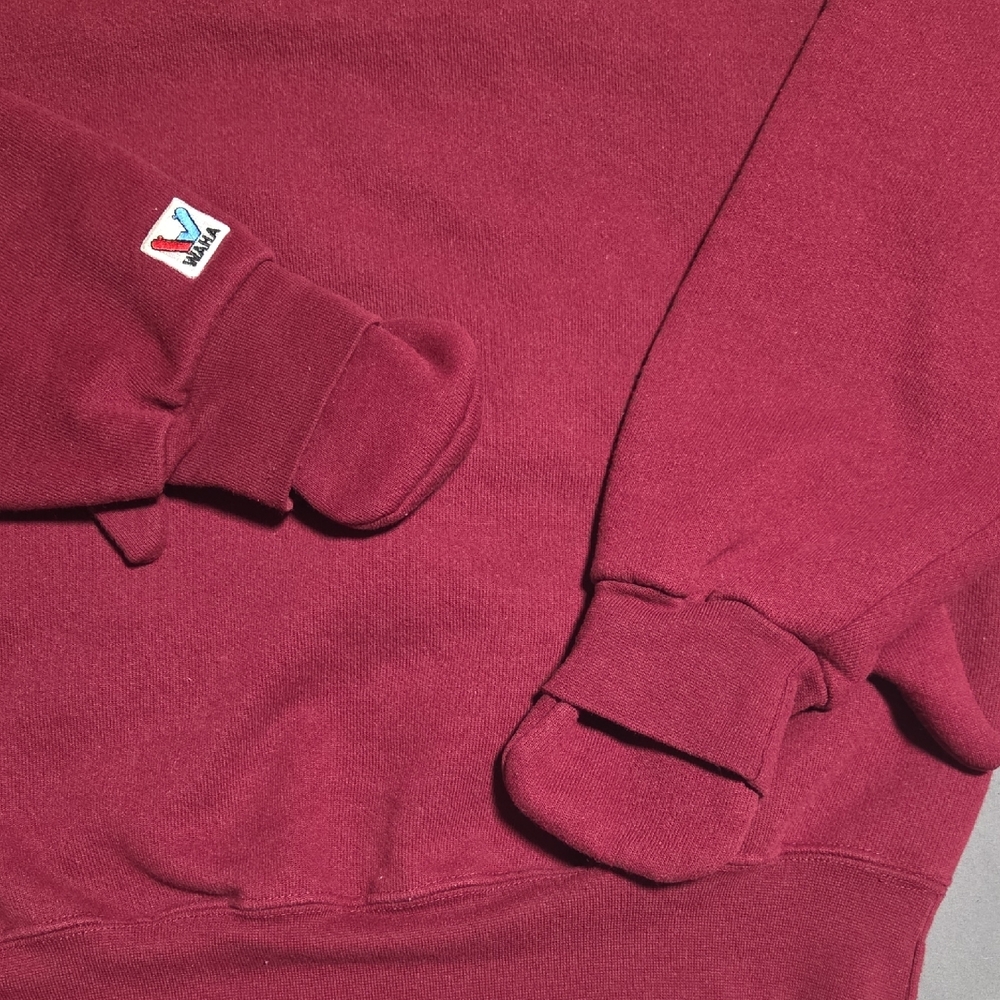Women's Burgundy Crewneck Sweater With Built-in Mittens - Picture 3 of 6